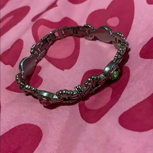 Silver, different color diamond bracelet